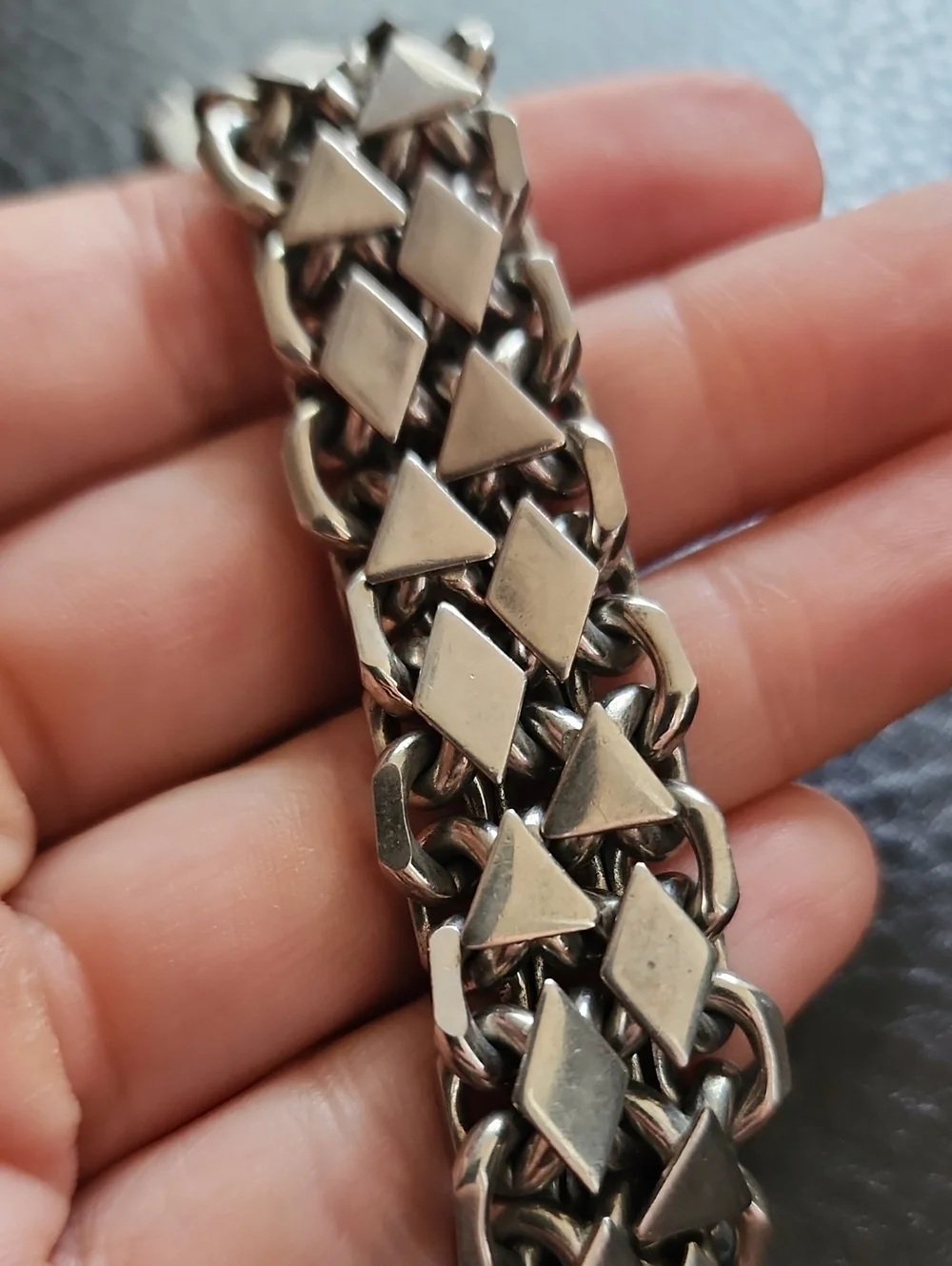 VTG Kramer Men's Polished Silver-Tone Chain Bracelet - Classic Link Design